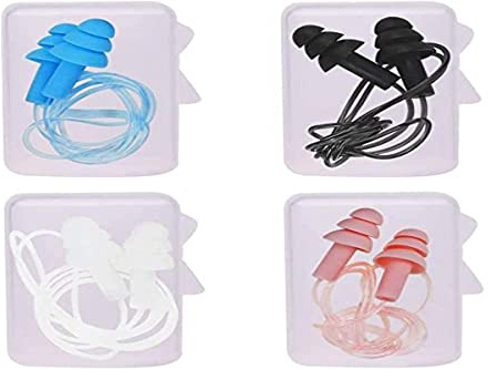 4 Paar Ohrstöpsel aus Silikon, weich, wasserdicht, Ohrstöpsel zur Reduzierung der Farbe wiederverwendbar, Baumform, zum Schlafen, Schwimmen, Baden und Reisen (zufällige Farbe)
