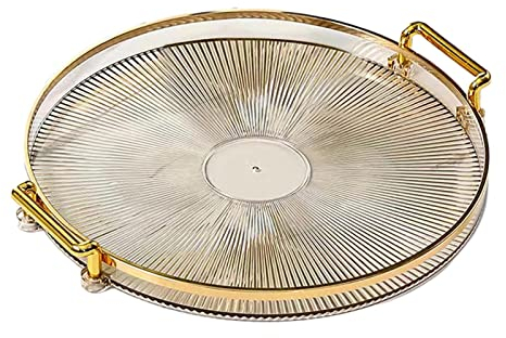 F Fityle Plateau de Service Multifonction, avec poignées, Plateau de Nourriture pour Toilette, Or Clair