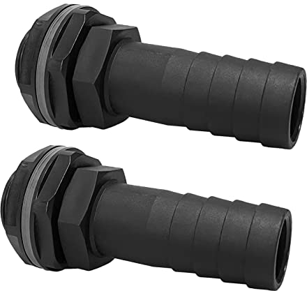 2 Stück Regentonnendurchführung 1 Zoll Außengewinde mit Schlauchtülle 25mm (1 Zoll) Schlauchanschluß, Tankverschraubung Tankdurchführung mit Tülle und Dichtung für Regentonne, Wassertanks, Zisternen