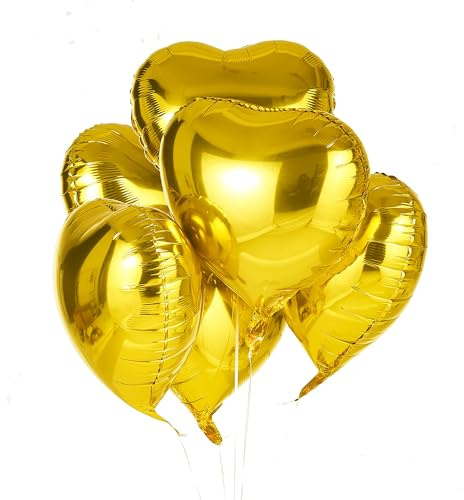 20 Stück Gold Herzballons Valentinstag 18 Zoll Herzform Heliumballons,Herz Luftballons,Gold Love Luftballons,Herz Luftballon,Herzluftballons Helium Geeignet für Hochzeit Verlobung Brautdusche