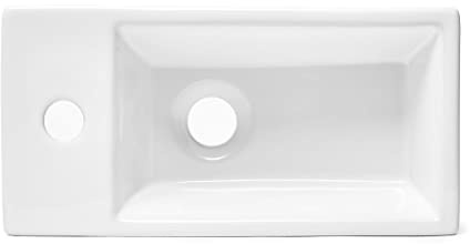 Swiss Aqua Technologies - Brevis Lavamani sospesi con foro per rubinetteria a sinistra, 40,5 x 20,5 x 10,5 cm (SATBRE4020SL) - SATBRE4020SL