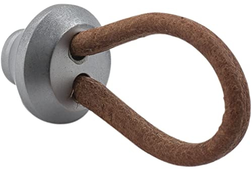 McLED Ledergriff Möbelgriff mit Schlaufe, Lederschlaufe, Breite 24 mm, Möbelknauf hellbraun/Messing verchromt matt