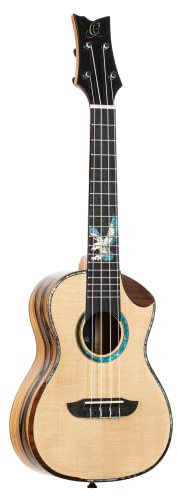 Ortega Guitars Concert Ukulele Electro-Acoustic – The Private Room Series – Including Gigbag – Spruce, White Ebony, Natural (EAGLESUITE-U)