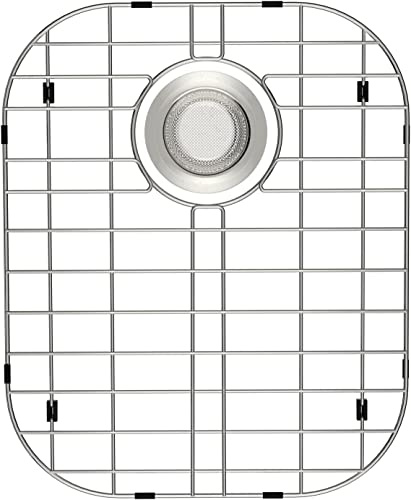 SANNO Kitchen Sink Protectors,Sink Grid with Rear Drain Hole, Double Sink Rack, 16.14*13,Stainless Steel