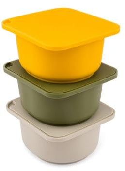 Babadoh Pizzazubehör | Große Pizzateig-Behälter mit Deckel | 3er-Set | Mehrfarbig Gelb (1 Teig, 1 Olive, 1 Gelb) | Große Größe (machen 30,5–40,6 cm Pizza)