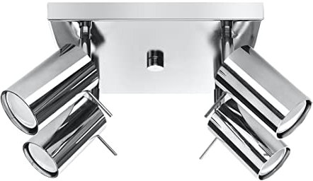Licht-Erlebnisse Deckenstrahler 4-flammig Chrom B: 25 cm eckig GU10 schwenkbar Metall Deckenleuchte Wohnzimmer Esszimmer