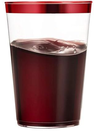 Gardenlovers 50 bicchieri in plastica, 350 ml, riutilizzabili, per feste, matrimoni, picnic, feste, campeggio, compleanno, colore rosso