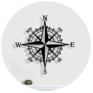 Arte de pared para decoración de pared en negro marino, decoración mural de brújula de metal envejecido, decoración náutica,colgar en la pared, tema de playa, decoración del hogar (negro, 43cm)