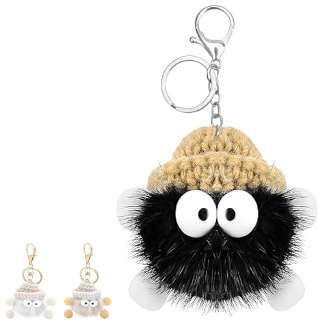 HENGBIRD PluschSüßEr Weicher PlüSch-SchlüSselanhäNger, Flauschige SchlüSselanhäNgers, Bommel SchlüSselanhäNger, AutoschlüSselanhäNger (Schwarz)