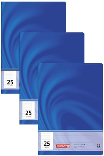 Brunnen Schulheft A4 Vivendi Lineatur 25, weißer Rand, 32 Blatt (Packung mit 3)