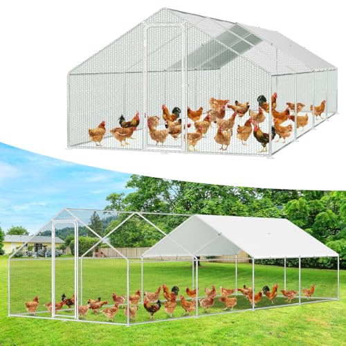 Herrselsam - Jaula para gallinas, jaulas para animales pequeños, XXL gallinero con cercado al aire libre con cerradura de seguridad y lona impermeable de PE, ideal para gallinas y otros animales