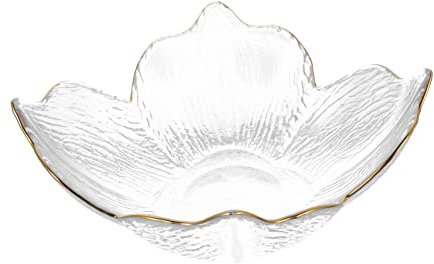 LIFKOME 1 Pc Ensaladera Cuenco De Cristal Decorativo Cuenco para Servir Comida Bandejas para Galletas con Tapas Tazón para Servir En Casa Tazones De Pasta Fruta Vidrio Forma De Flor Flores