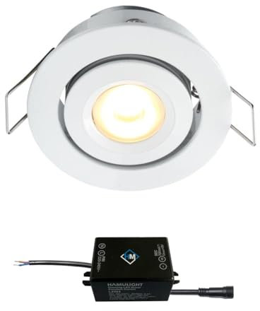 LED Einbaustrahler Toledo Weiß in mit Transformator | Einbauleuchten - Deckenstrahler - Einbauspots - Downlight - Deckenspots | 3W - Dimmbar - Schwenkbar - 230V - Flach - IP44 – Warmweiß
