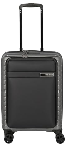 Travelite 4-Rad Handgepäck Koffer klein 42 Liter mit Vortasche, Gepäck Serie TRIENT: Hartschalen Trolley erfüllt IATA-Bordgepäckmaß, 55 cm