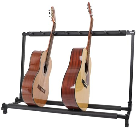 Buhelyc Multi Gitarrenständer, 7-Halter Faltbares Gitarrenständer, Gitarrenzubehör, für Gitarre Lagerung, Bühne Performance, Geschenke, Platz Sparen, Schwarz