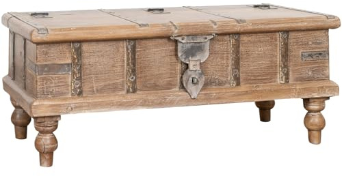 Biscottini Baule legno con panca contenitore 124x46x58 cm - Baule da interno in legno riciclato - Panca legno portagiochi vintage