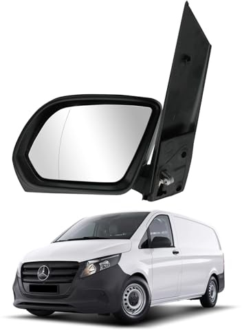 Convitex Außenspiegel Links für Mercedes Vito Kasten Mixto Tourer V-KLASSE W447 2014-2025 Elektrisch, Beheizbar, Manuell Einklappbar, Schwarz, Fahrerseite, Ersetz A4478110400