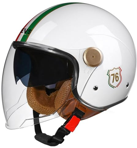 Motorradhelm Vintage Jethelm Mofa-Helm 3/4 Helm DOT/ECE Approved Mopedhelm Halbhelm Mit Visier Vintage Cruiser Chopper Rollerhelm Bobber Helm 26,M