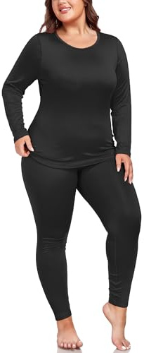 ForHailey Thermounterwäsche für Damen, Übergröße, langärmelig, mit Fleece gefüttert, Basisschicht, Ober- und Unterteil, Sets XL-5XL