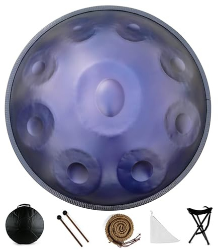Handpan Instrument, 58cm 9 Note 432HZ/440Hz Hand Pan Drum Handtrommel Steel Tongue Drum Zungentrommel für Yoga, Musikalische Bildung(Purple,432Hz)