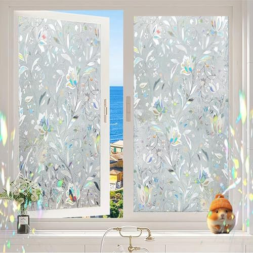 Milchglasfolie Selbstklebend 30 x 200 cm, Privatsphäre, Lichtdurchlässig, Statisch Haftend Nicht Klebend, Isolierfolie, Ohne Klebstoff Matt Fensterfolie, Tulpe