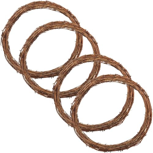 35cm Natural Grapevine Wreath, Vine Branch Wreath Ring, Rattan Wreaths Making Supplies for DIY Autumn Christmas Crafting, Front Door Wall Hanging Round Plain Wreaths, Wedding and Party Decor (4PCS)
