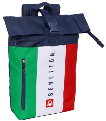 BENETTON FLAG 15,6 tum laptop-ryggsäck, perfekt för olika åldrar, bekväm och mångsidig, kvalitet och styrka, 28 x 13 x 42 cm, Marinblå, M, Avslappnad