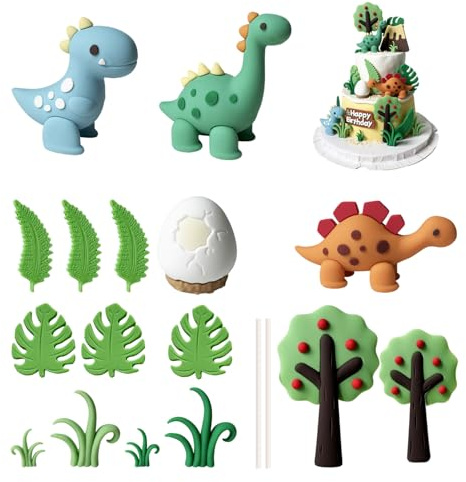 CHROMACRAFT 16 Pezzi di Ornamenti A Tema Foresta di Dinosauri, Ornamenti per Decorazioni per Torte, Decorazioni per Torte per Bambini, Articoli per Feste