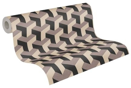 livingwalls Daniel Hechter carta da parati di design - carta da parati in tessuto non tessuto con aspetto grafico - 10,05 m x 0,53 m - beige, nero, metallizzato - prodotto in Germania - 781501