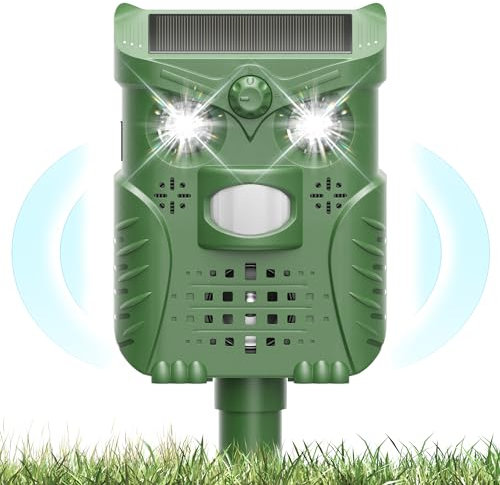 HOPPE'S Repellente per Gatti, Deterrente Solare per Piccioni, Dissuasore per Gatti a Ultrasuoni, Repellente per Uccelli con LuceFlash a LED, Adatto per Giardini, Cortili e Altri Ambienti All'aperto