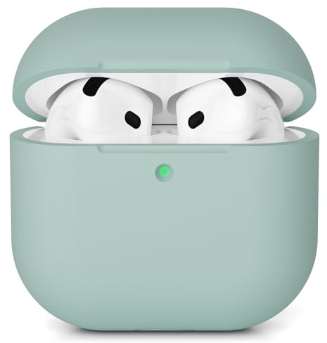 AOTUAO Hülle Kompatibel mit AirPods 4 Hülle Case (2024), Weiches Silikon Stoßfeste Schutzhülle für AirPods 4. Generation Case Cover mit Voller Sturzschutz, Front-LED Sichtbar, Cloud Grey