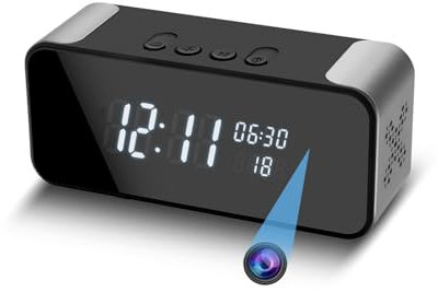 Cámara interior inalámbrica para seguridad del hogar, reloj despertador y altavoz Bluetooth, cámara de niñera 4K para seguridad en interiores, visión nocturna HD y alertas de detección de movimiento