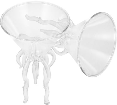 VALICLUD Octopus Goblet Cocktail Glass 5.3 Inch Set with Jellyfish Decoration for Parties Weddings and Home Gatherings
