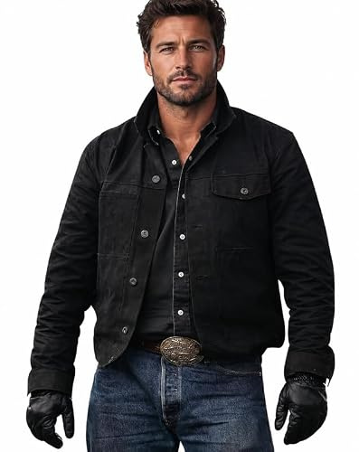 Lädervers herrmode vintage västerländsk brun mocka truckerjacka kostym 2XS-3XL