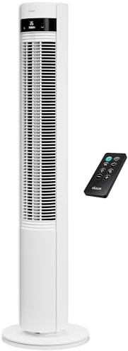 Duux Ventilador de torre Elevate – 12 Velocidades, 80° Oscilación, Sólo 25 dB, ionizador, temporizador (1–12h), modo de suspensión, táctil y control remoto – Silencioso & Ventilador inteligente para