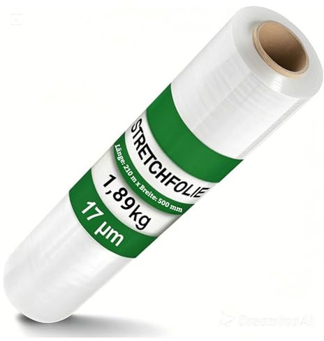 Stretchfolie Transparent 50cm x 210m I 17μm Handstretchfolie 1,89kg I Palettenfolie Möbel Schutzfolie I Verpackungsfolie zum Umzug, Transport, Lagerung & Versand Stretch Wrap Film-1 Pack