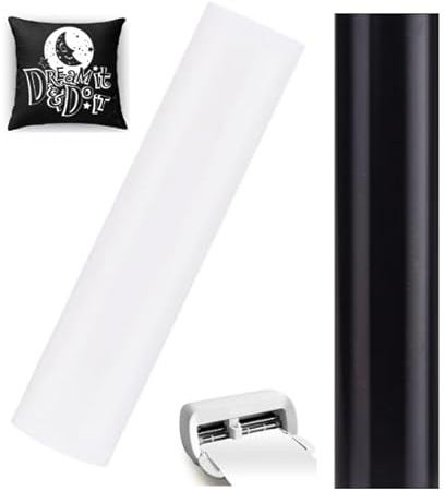 Zinueen Smart Iron on för Cricut Joy Xtra, 2 rullar smart värmeöverföring vinyl 24 cm x 200 cm svart + vit, självhäftande PU plotterfolie för textil, konst och hantverk