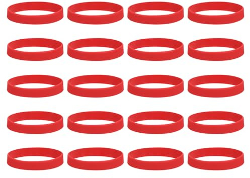 sourcing map 20Pcs Silicone Rubber Bands Non-slip 4 Inch Flat Elastic Rubber Wrapping Bands for Books, Traps, Art, Wrapping Paper, Cord Wraps, Red