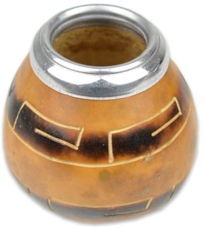 Delicatino - Calebasse Maté Azteca 150-200ml - Borde Métal Argentin - Tradition Gaucho Authentique.