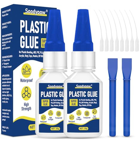 Soodyoow 2X30g Super Colle Extra Forte, Colle Forte pour PLA, ABS, Plastique, Maquettes, Verre Acrylique, Impression 3D, Usage Amateur et Professionnel, Adhésif Puissant & Séchage Rapide
