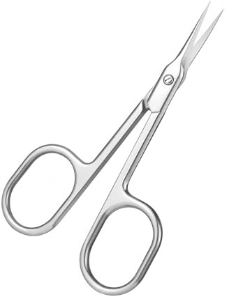 Nagelhautschere Extra Fein mit Gebogener Spitze,Professionelle Runder Griff,9,5 cmHautschere Extra Fein Testsieger Scharf aus Edelstahl, von Nagelhaut, Augenbrauen und Wimpern, Silber