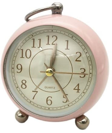 Vasiumic Sveglia vintage a doppia campana con movimento silenzioso senza ticchettio, luce notturna e funzionamento a batteria, orologio da comodino in metallo stile retrò per camera da letto (B)