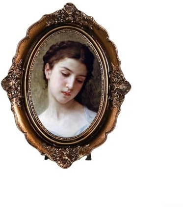 Eawfgtuw Cadre photo ovale marron antique en résine pour mariage, anniversaire ou décoration d'intérieur classique, support mural pour portraits, 20 x 25 cm