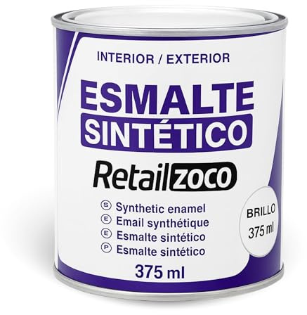 TECHZOCO Esmalte Sintético, Pintura Esmalte, synthetic enamel, Uso en maderas y metales, Apto para interior/Exterior, Contiene 375 ml, Color Blanco Brillo
