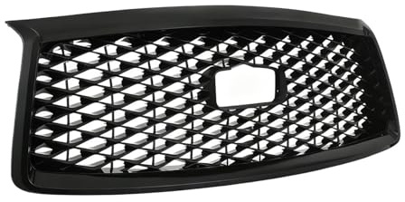 Mittlerer Kühlergrill Vorderen Stoßstange Für I&nfiniti QX80 2018-2023 Front Upper Grille Gloss Black W Kamera Loch Grill SCSTHRCRA(Black)