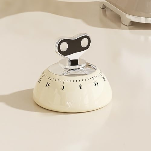 Herfair Küchentimer, Eieruhr Mechanisch Kurzzeitwecker, 60 Minuten Countdown Timer, Küchenwecker mit Magnetische Rückseite für Kochen Backen (Creme)