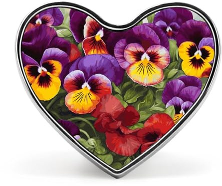 Pansy Perfection Pin Aluminum Alloy Love Heart Shaped Pin Cute Heart Badge Hold Fashion Clothing Hearts Brooch Exquisite Metal Badge Brooch for Clothing Bags Decor