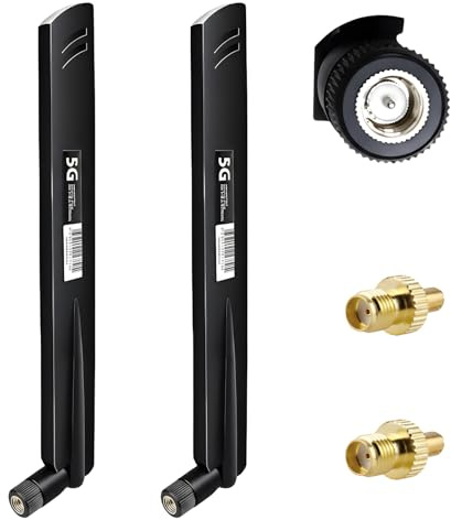 Menibeuty 2 antenas 5G LTE, conector SMA/TS9, ganancia de señal 18dbi, amplificación de señal de alto rendimiento, antena wifi omnidireccional, 600 – 6000 MHz para router 3G/4G/5G/GSM/GPRS Gateway etc