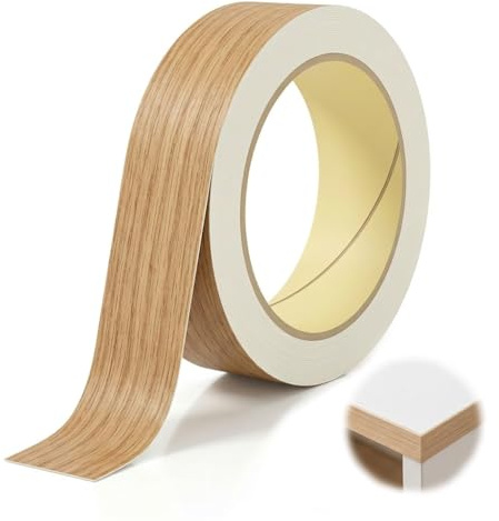 18mm X 10m Real Oak Edging Self-Adhesive Tape Wooden Panels Edge Strip | No Iron Needed Furniture Edge Tape Worktop Edging Strip Long-Lasting Oak Effect Repair Tape for Kitchen Cabinet Wood