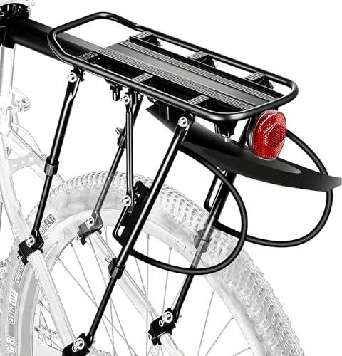 Fahrrad Gepäckträger Set - 100KG Tragfähigkeit Fahrrad Gepäckträger Hinten mit Schutzblech und großem Reflektor, Schnellverschluss gepäckträgerfahrrad für Mountainbike & Rennrad [24-29 Zoll]